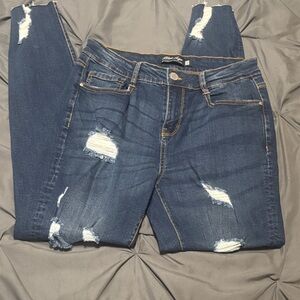 Blue Distressed Skinny Jeans